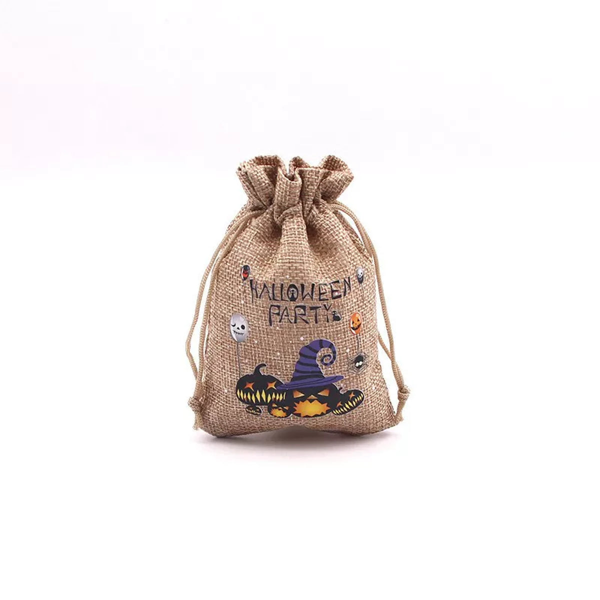 Faux-Burlap Drawstring Halloween Gift Pouches