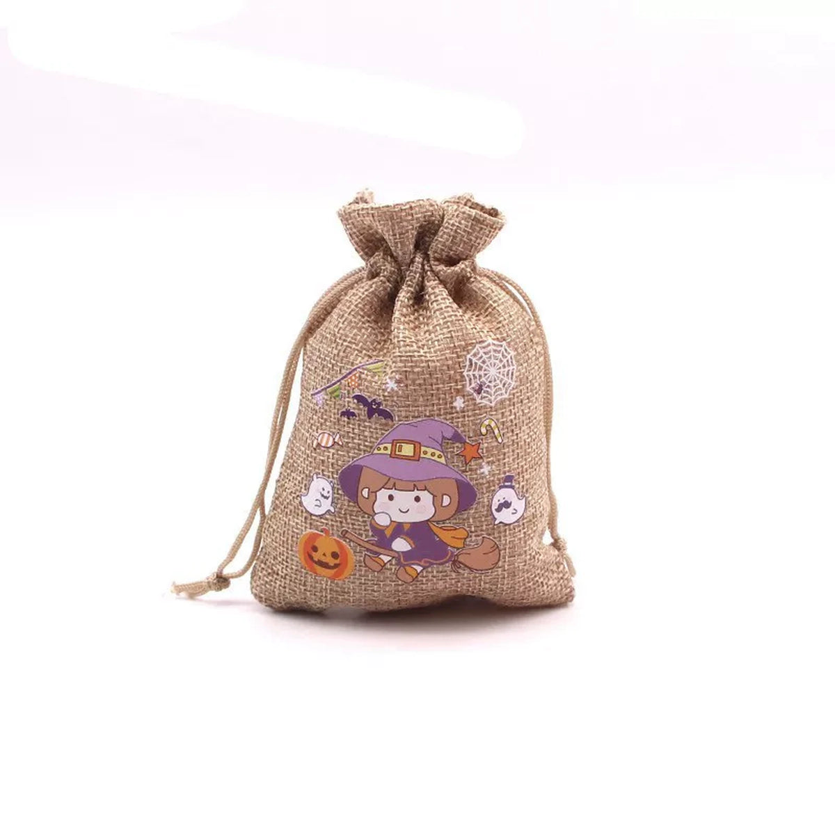 Faux-Burlap Drawstring Halloween Gift Pouches
