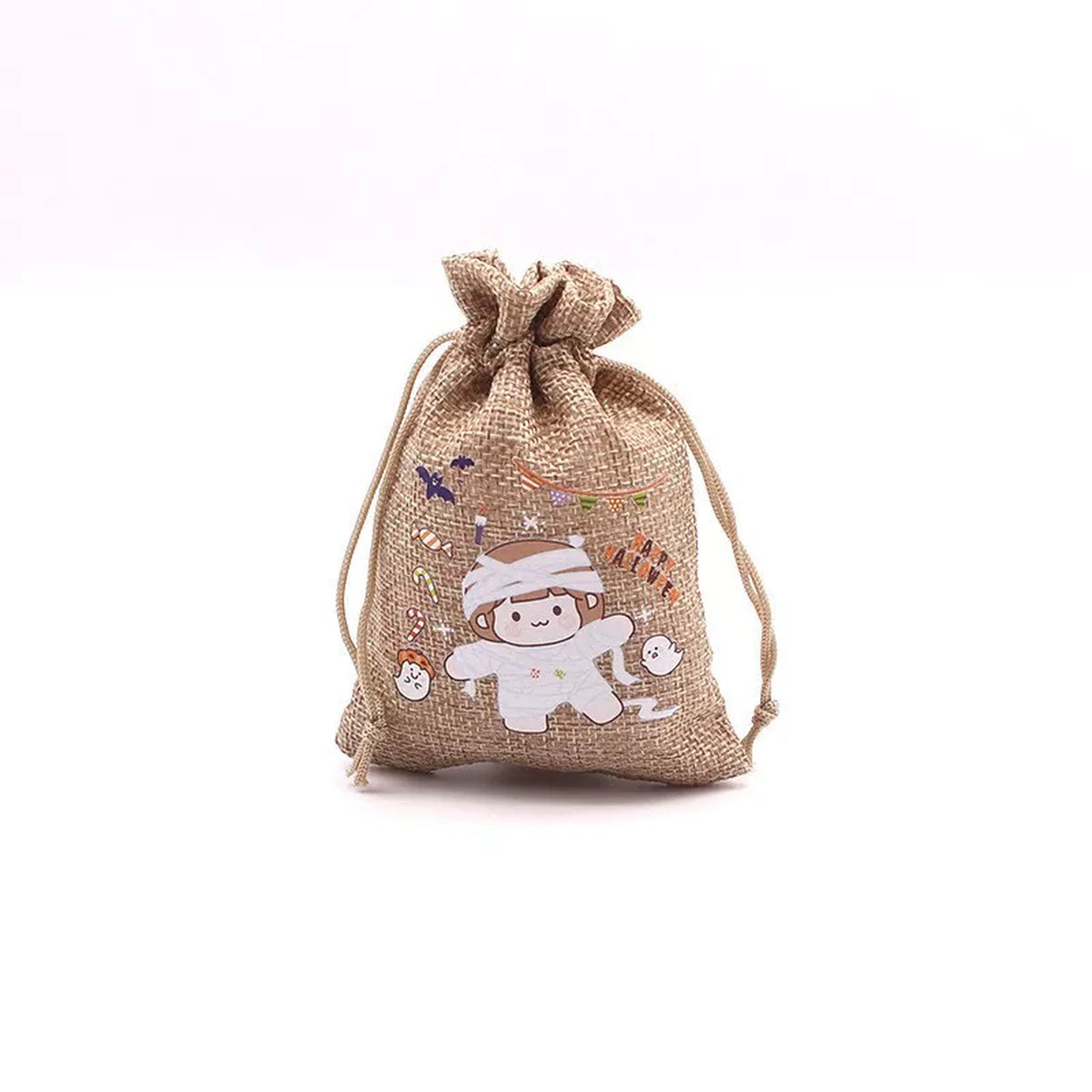 Faux-Burlap Drawstring Halloween Gift Pouches