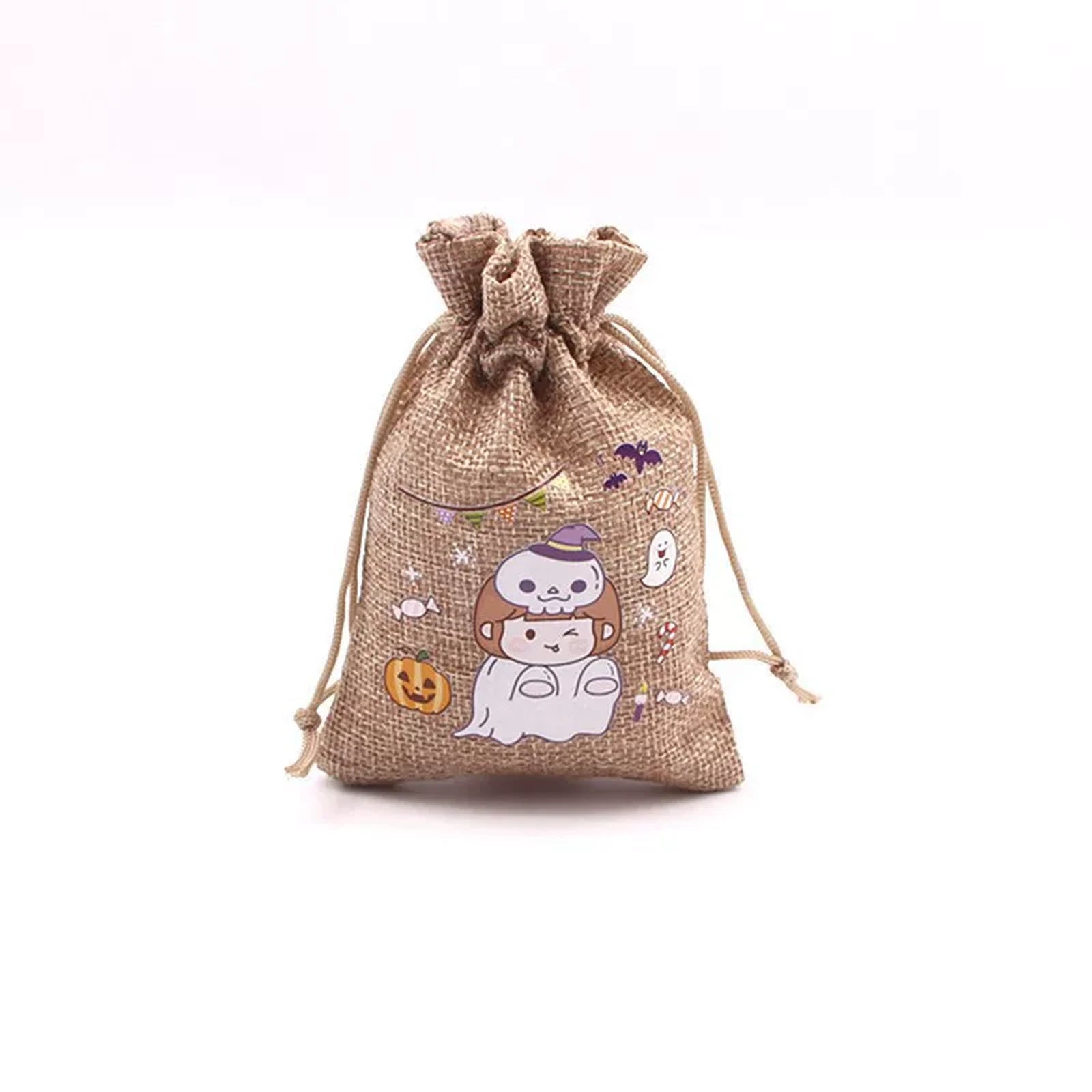 Faux-Burlap Drawstring Halloween Gift Pouches