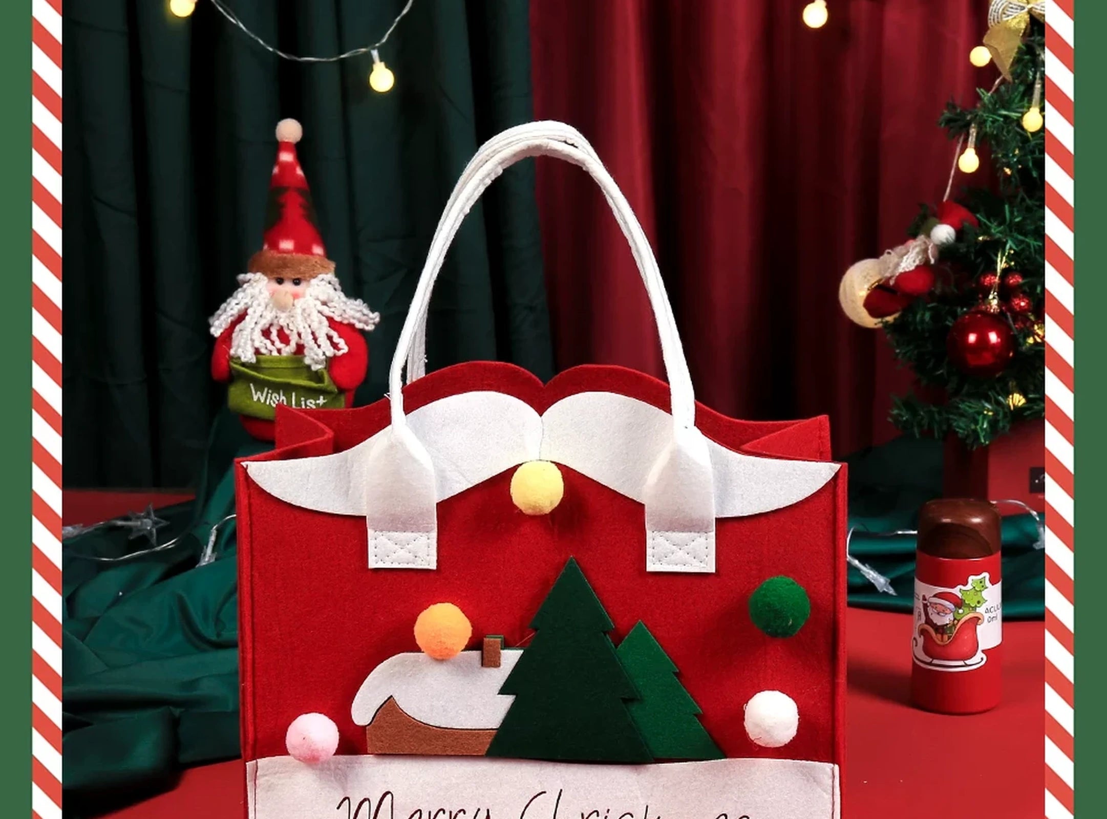 Felt Christmas Gift Tote Bags with Integrated Handles – ready-stock option