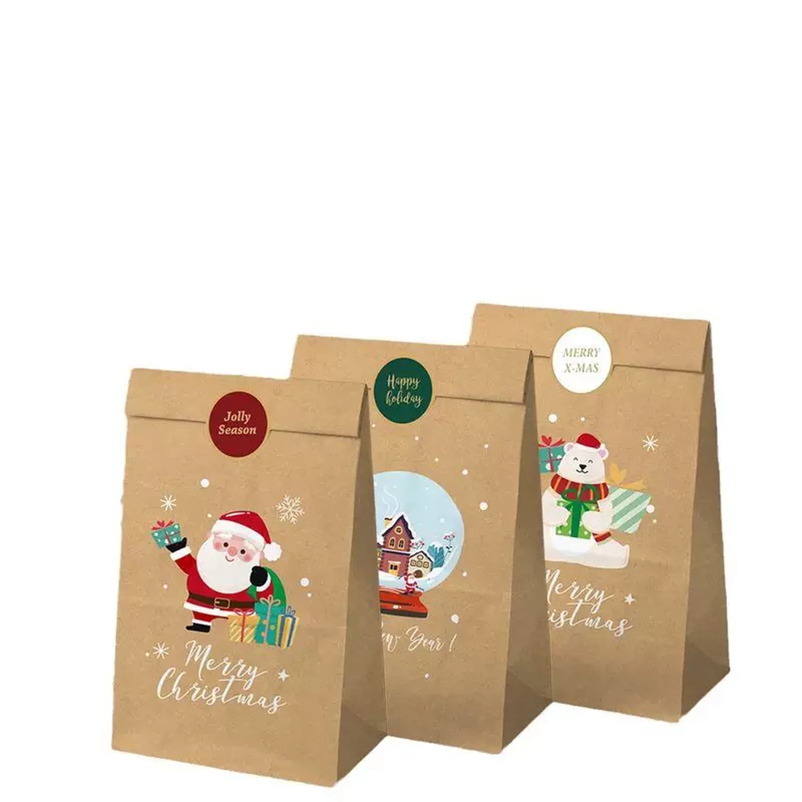 Flat-Bottom Kraft Christmas Gift Bags – product view
