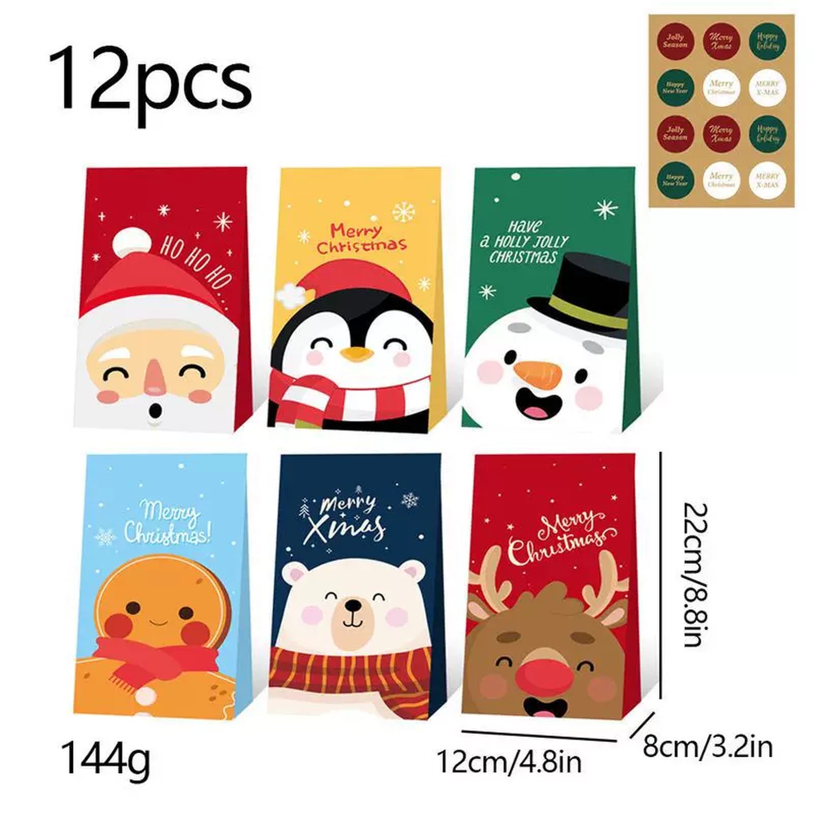 Flat-Bottom Kraft Christmas Gift Bags – selected style