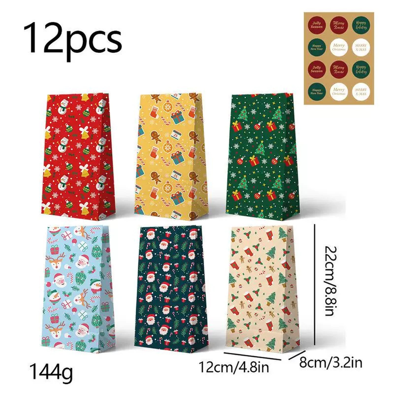 Flat-Bottom Kraft Christmas Gift Bags – selected style