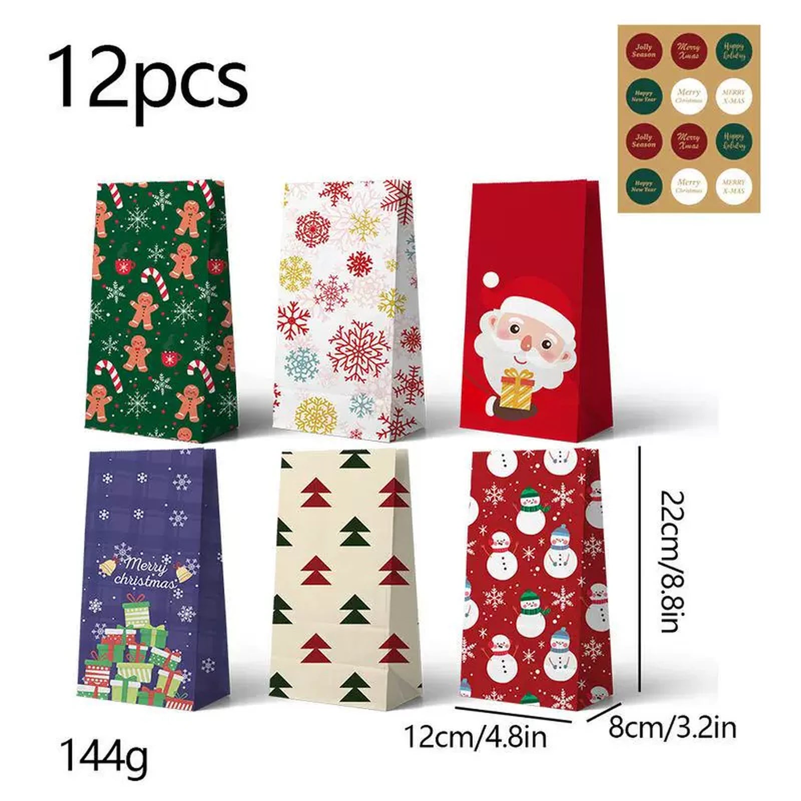 Flat-Bottom Kraft Christmas Gift Bags – selected style