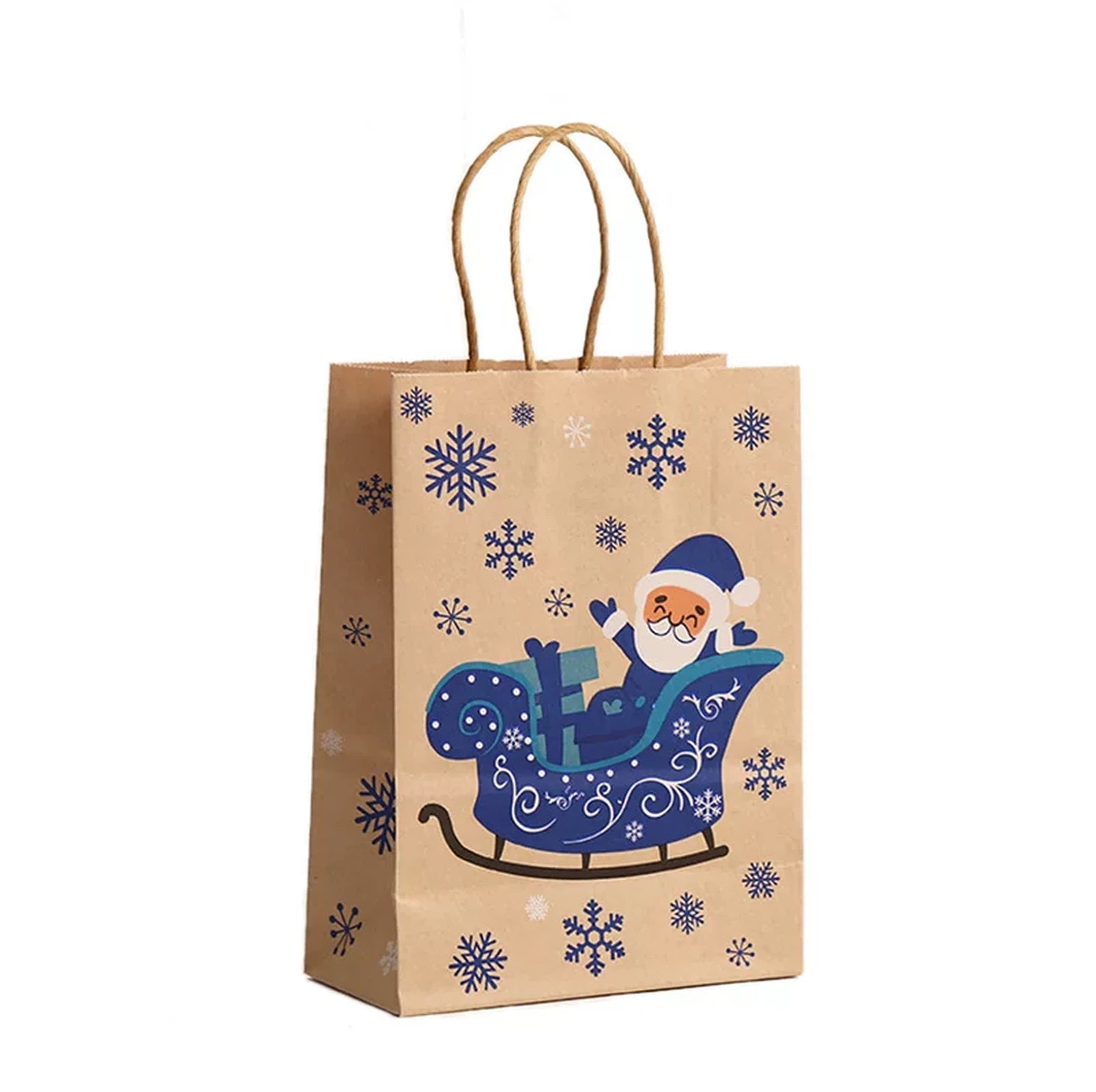Foil-Stamped Kraft Christmas Gift Bags with Rope Handles – ready-stock variant