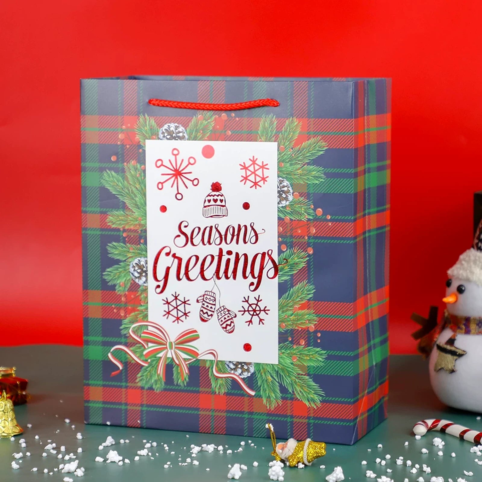 Foil-Stamped Rope-Handle Christmas Paper Gift Bags – ready-stock variant