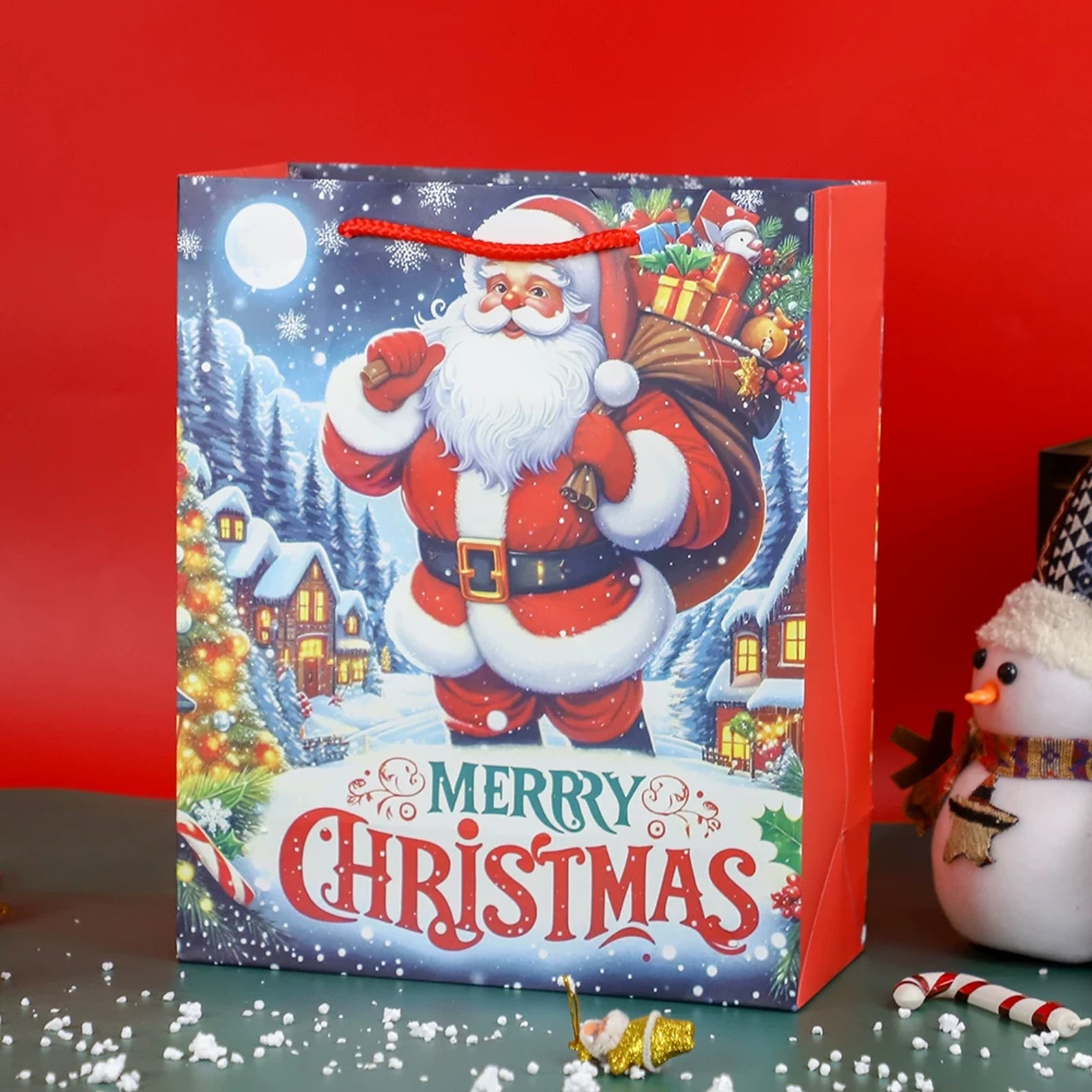 Foil-Stamped Rope-Handle Christmas Paper Gift Bags – ready-stock variant