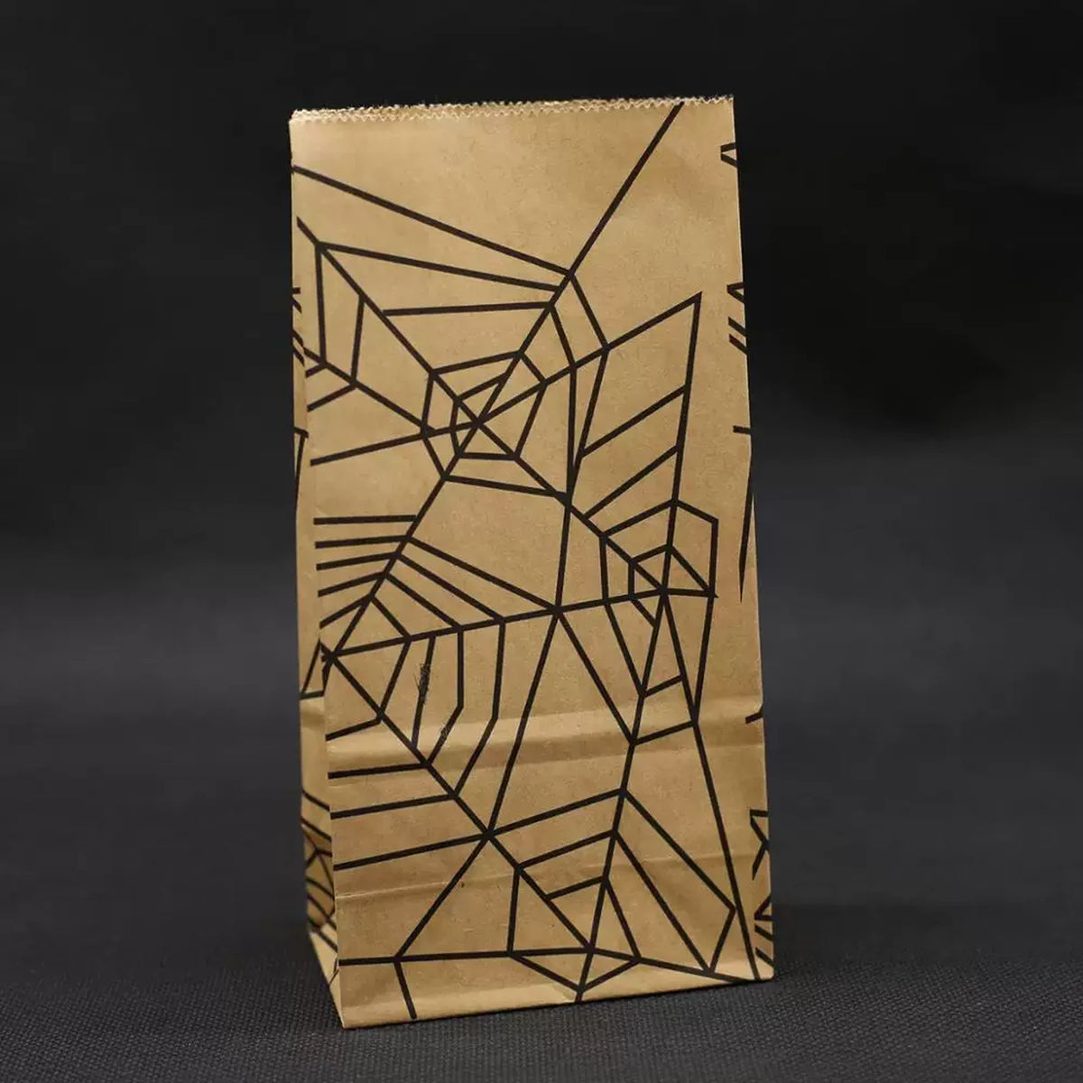 Spider web fold-over kraft paper Halloween treat bag