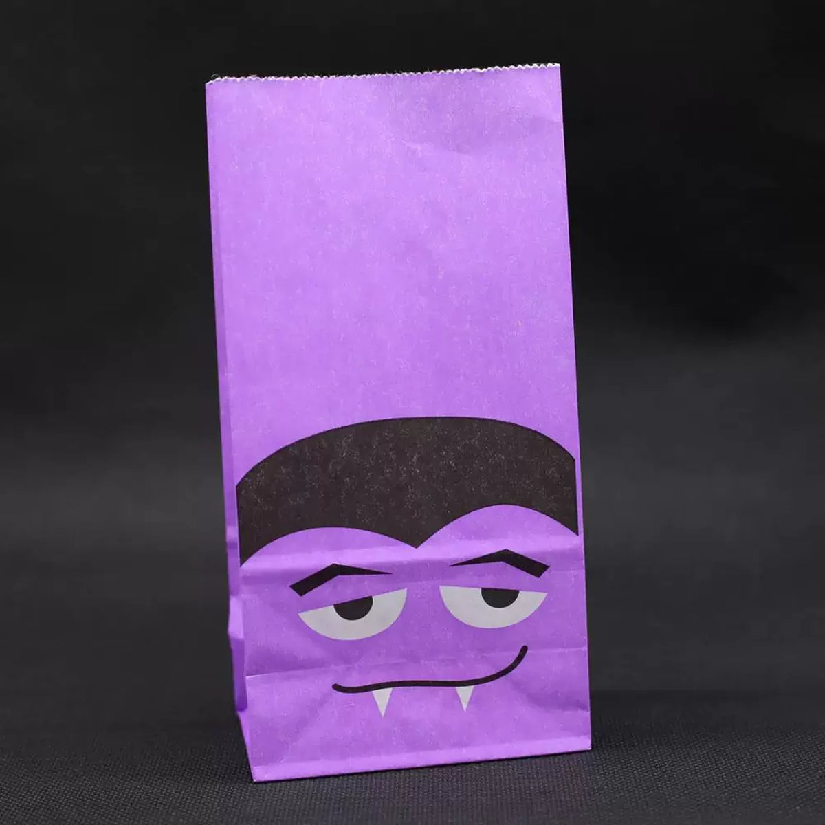Purple ghost fold-over kraft paper Halloween treat bag