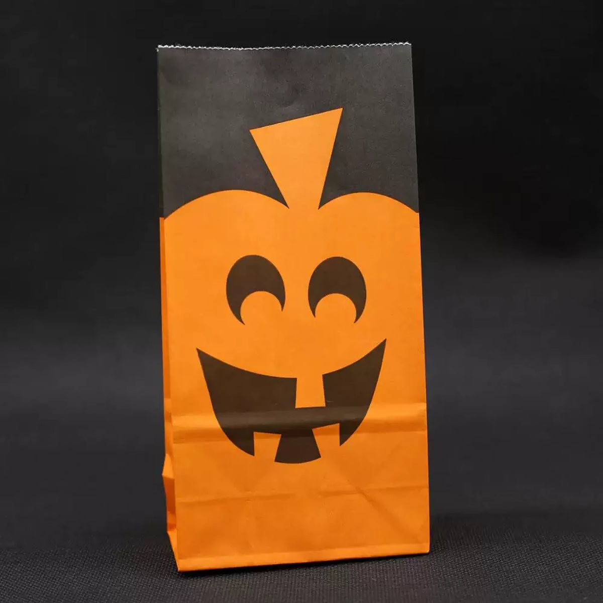 Pumpkin fold-over kraft paper Halloween treat bag