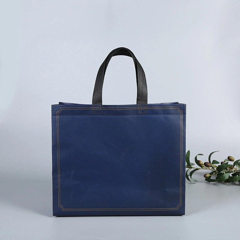Deep Royal Blue gradient & framed laminated non-woven tote bags — 20 designs