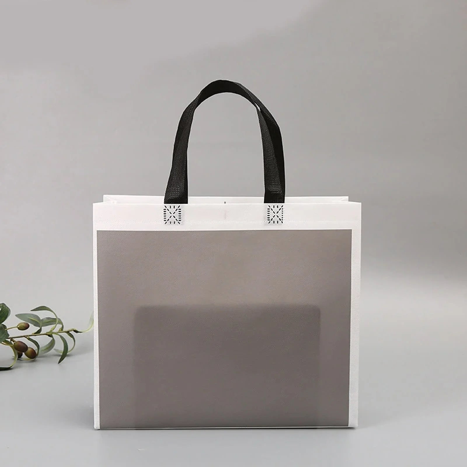 Gray White-Frame gradient & framed laminated non-woven tote bags — 20 designs