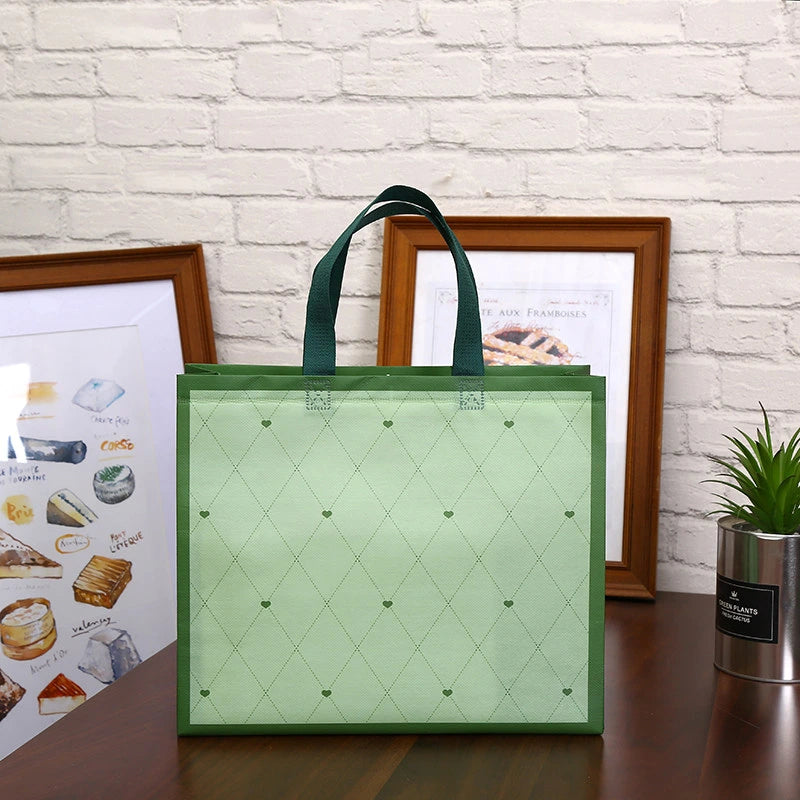 Green Dot Print gradient & framed laminated non-woven tote bags — 20 designs