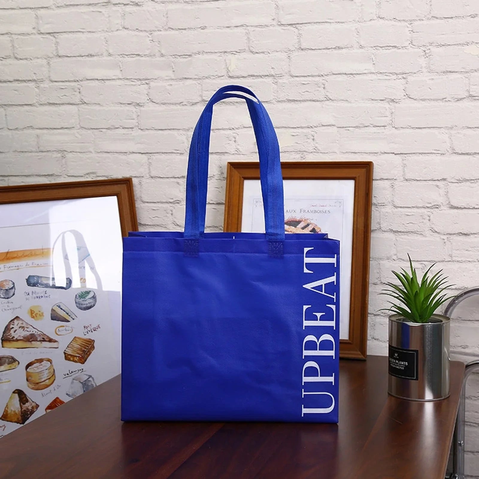 Klein Blue gradient & framed laminated non-woven tote bags — 20 designs
