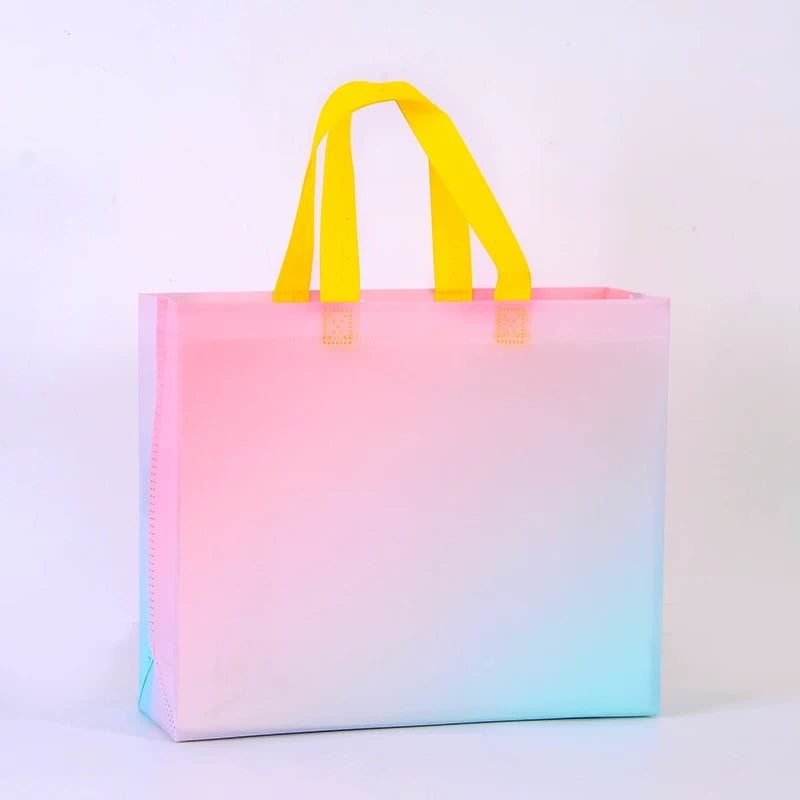 Gradient blue non-woven tote bag