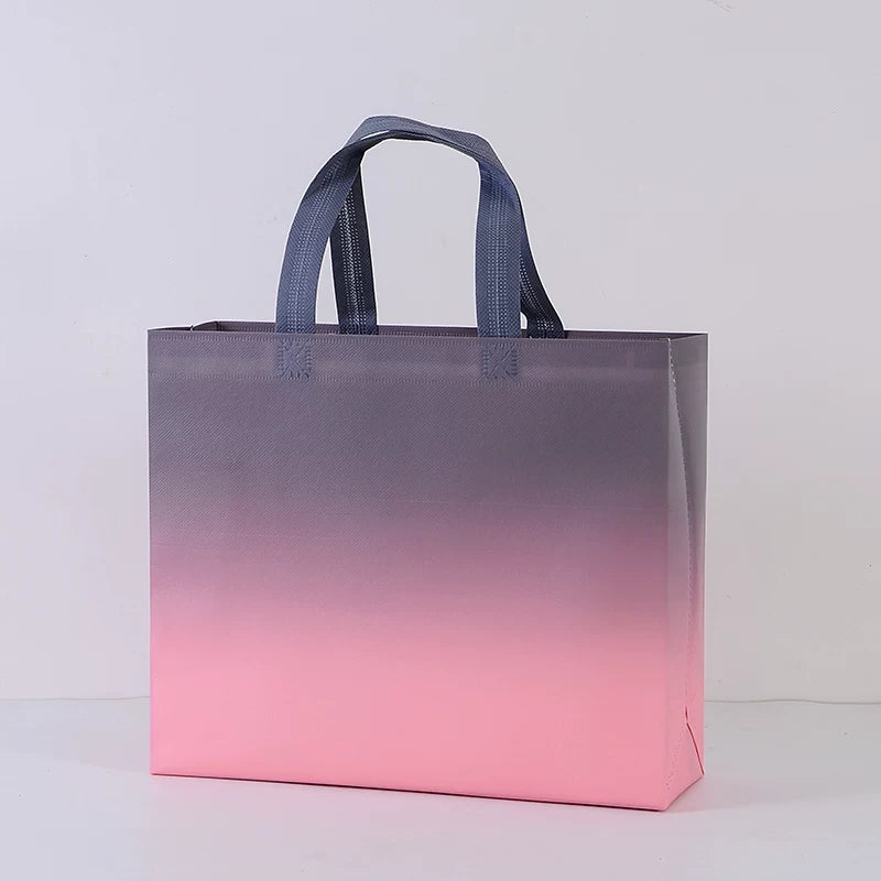 Gradient pink non-woven tote bag