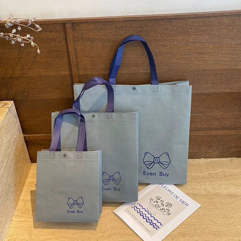 gray even buy bow non woven tote bag