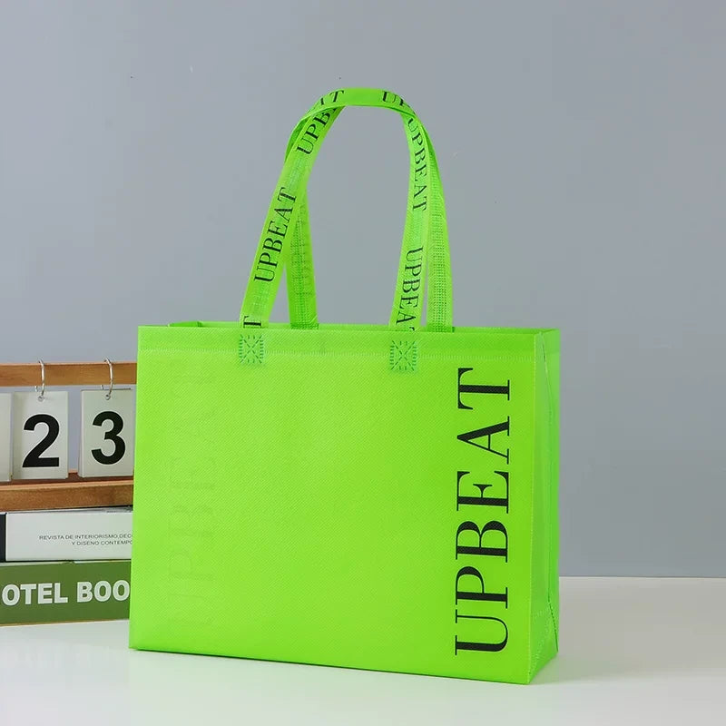 Green shoulder non-woven tote bag