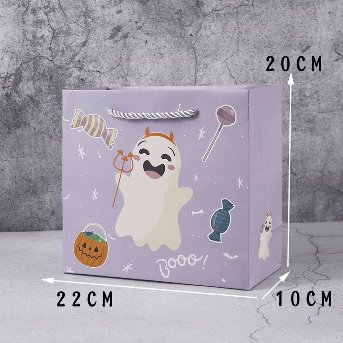 Ghost-Print Halloween Paper Gift Bags with Rope Handles – product variant