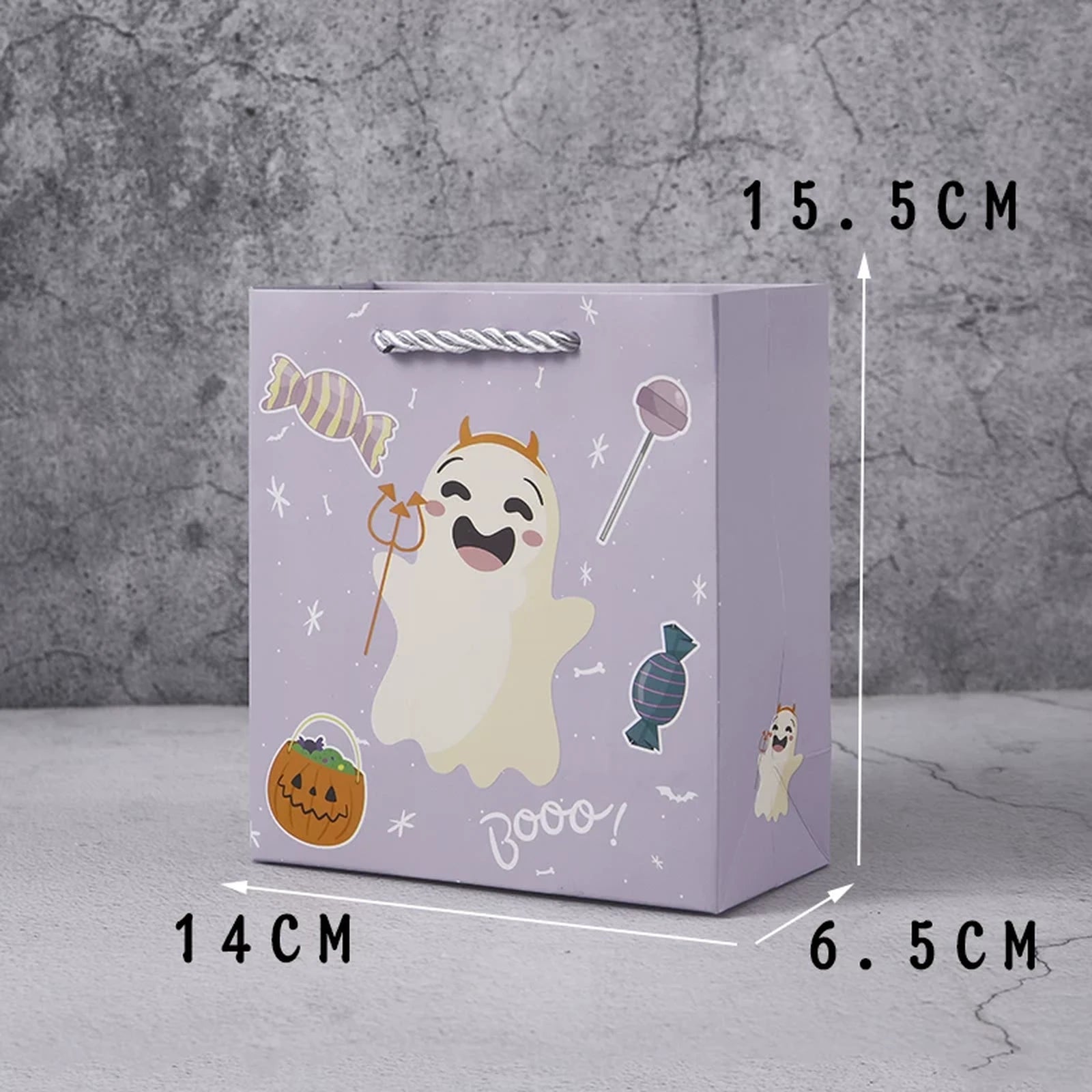 Ghost-Print Halloween Paper Gift Bags with Rope Handles – product variant