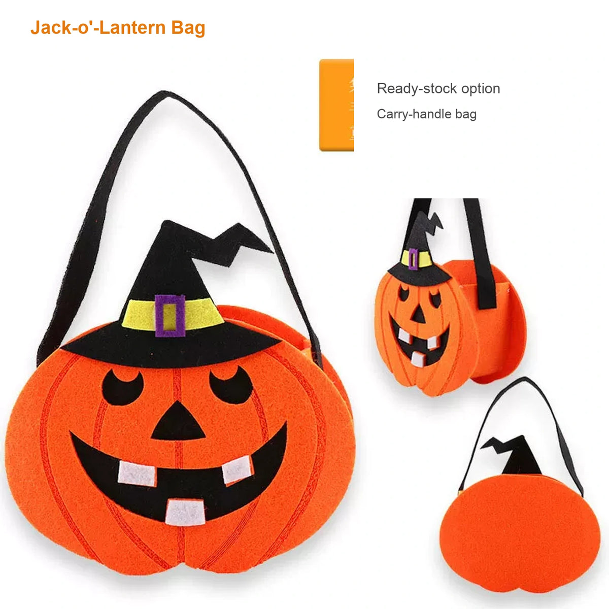 Jack-o'-lantern Halloween trick-or-treat bag