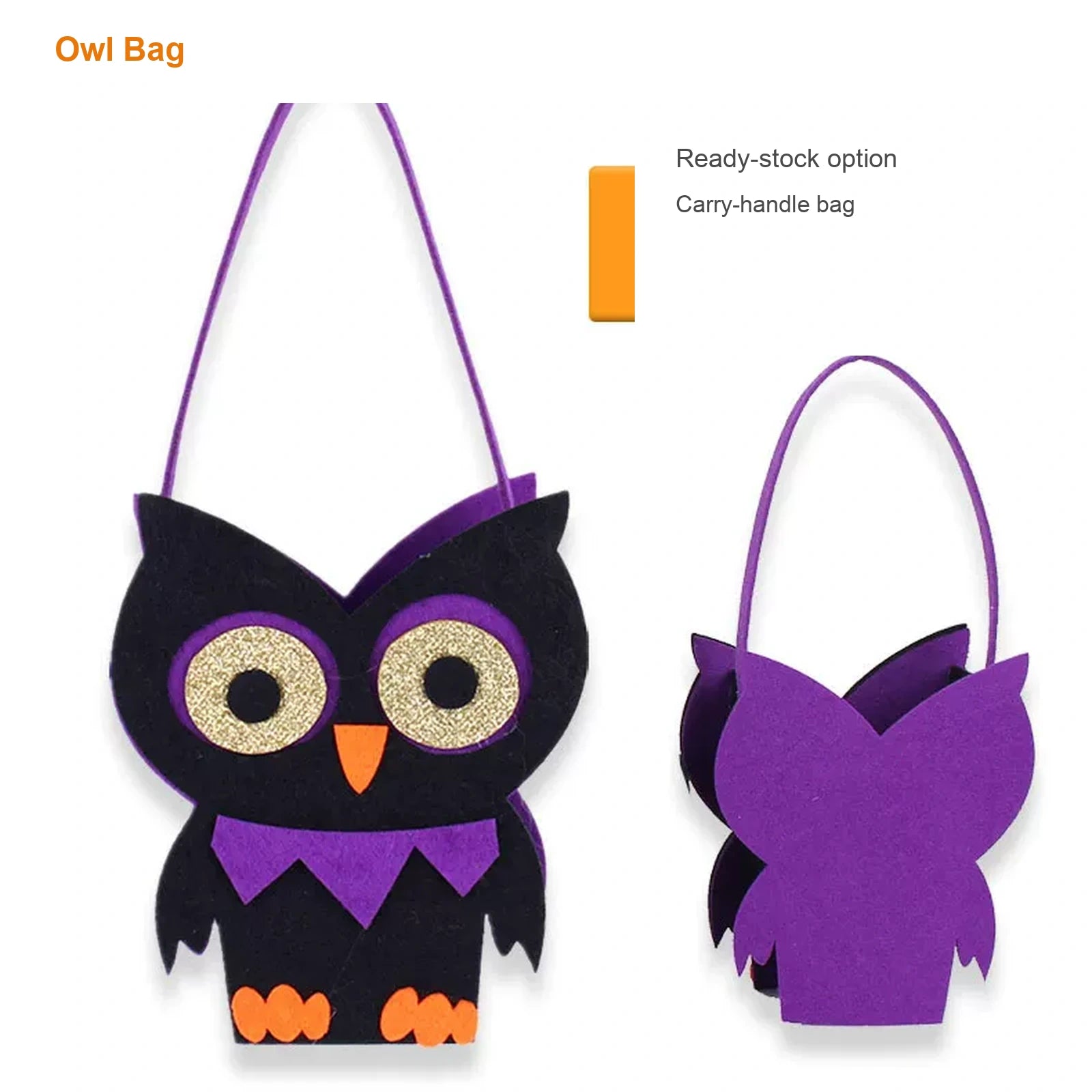 Owl Halloween trick-or-treat bag with carry handle