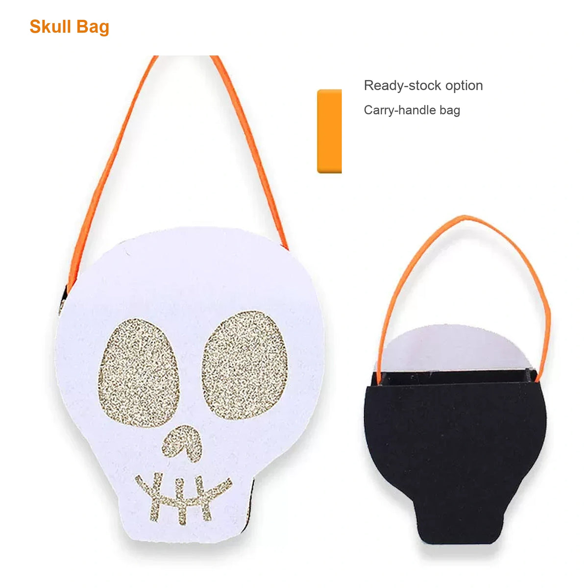 Skull Halloween trick-or-treat bag with carry handle