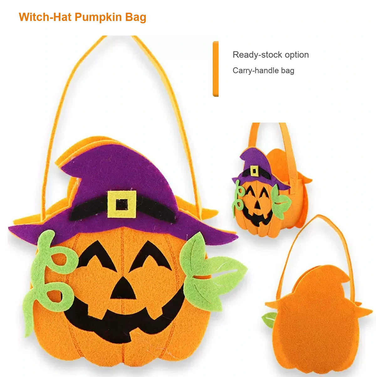 Witch-hat pumpkin Halloween trick-or-treat bag