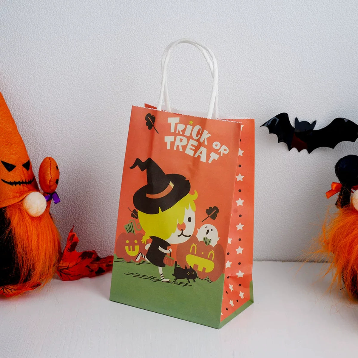 Halloween Paper Gift Bags with Carry Handles – Girl and Pumpkin