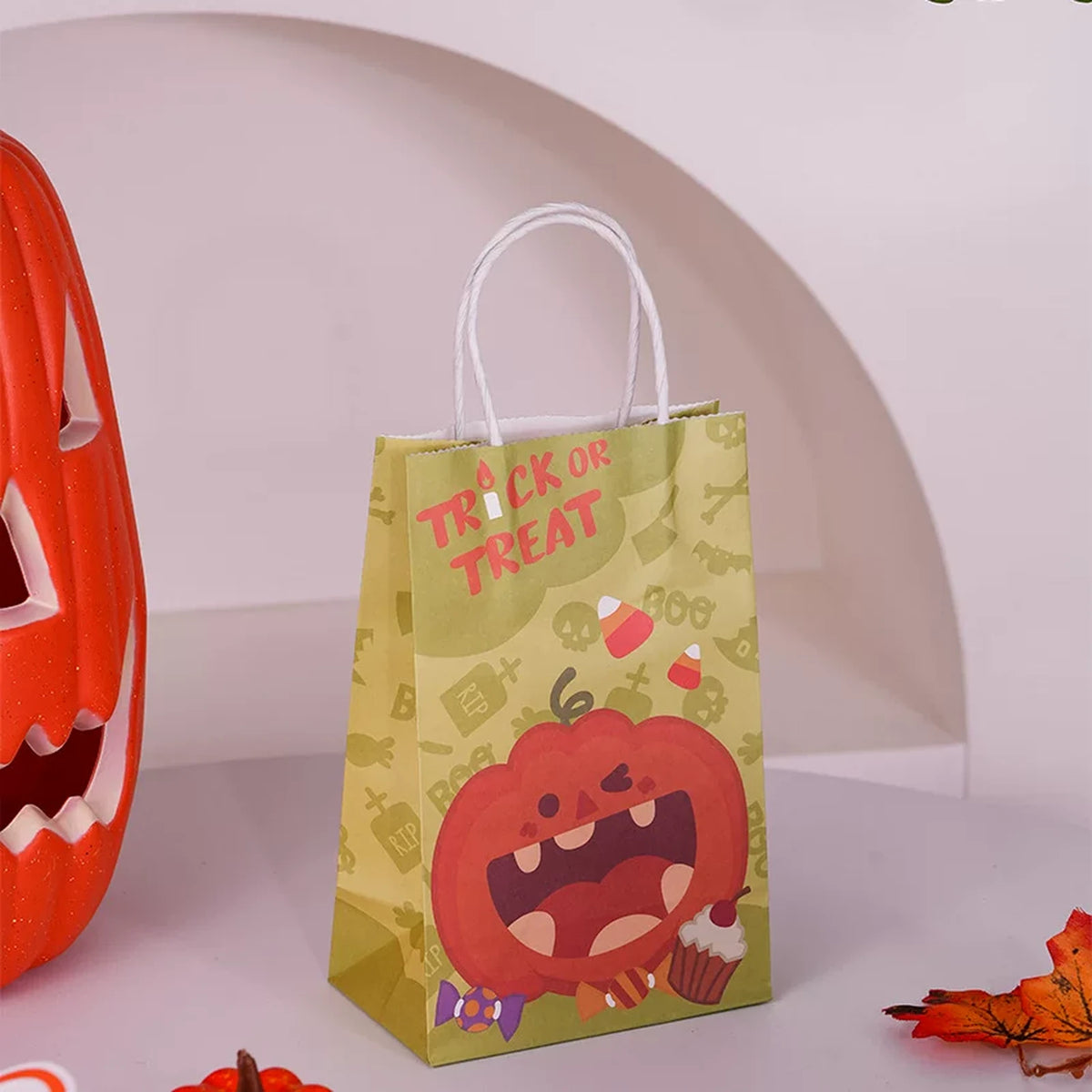 Halloween Paper Gift Bags with Carry Handles – Happy Pumpkin