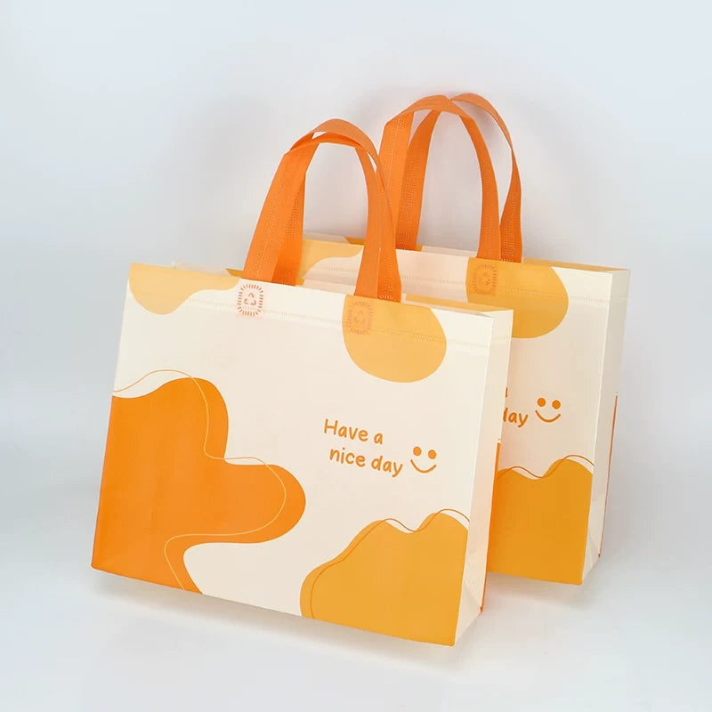 Happy orange non-woven tote bag set