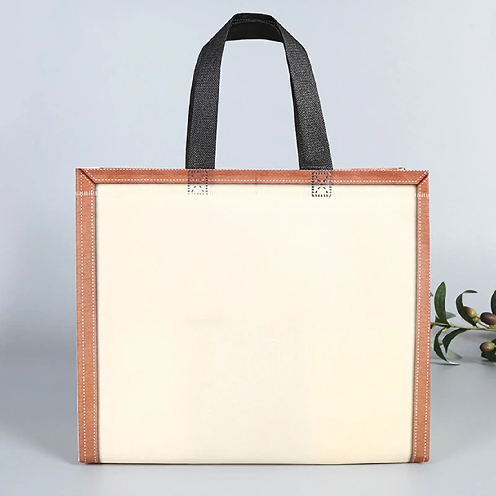 Cream Plain heavy-duty laminated non-woven tote bags — 18 designs