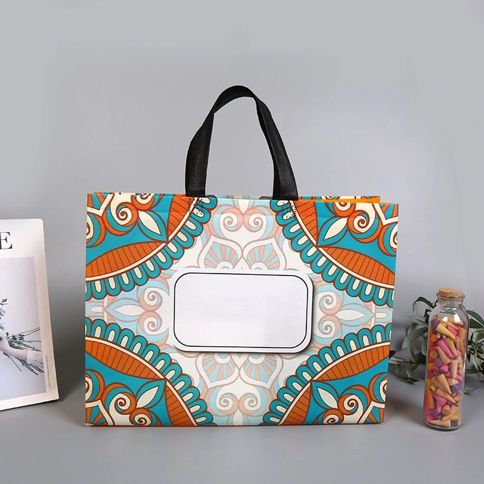Modern Folk Print heavy-duty laminated non-woven tote bags — 18 designs