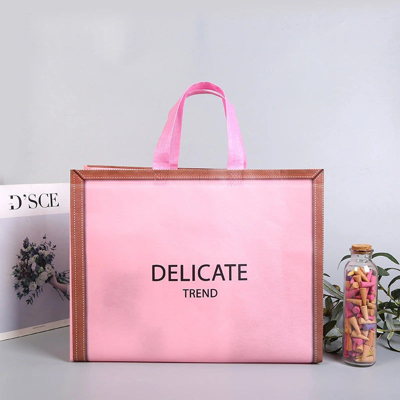 Pink Gold-Frame Print heavy-duty laminated non-woven tote bags — 18 designs