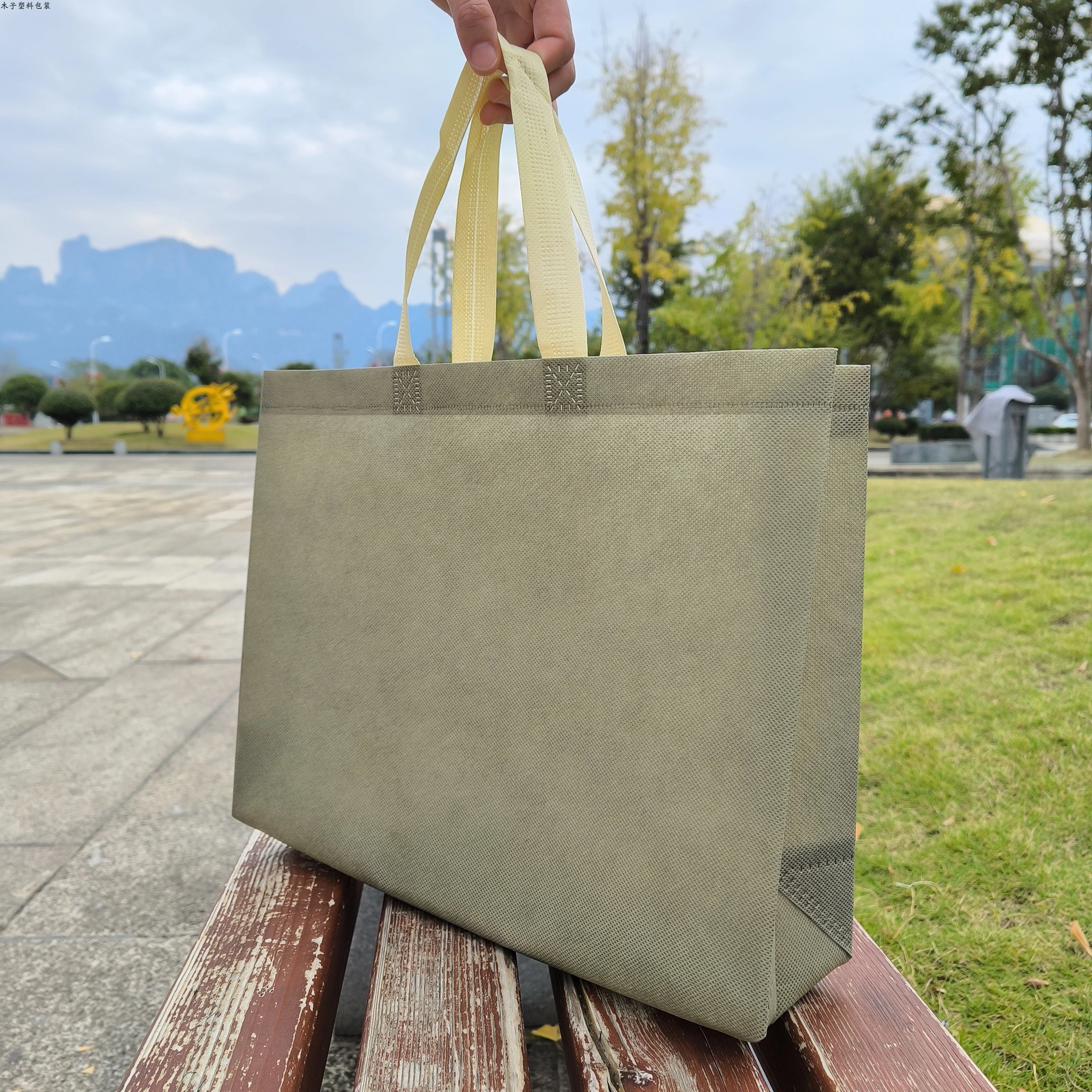 Muted Rose Green heavy-duty non-woven tote bags — 25 color combinations