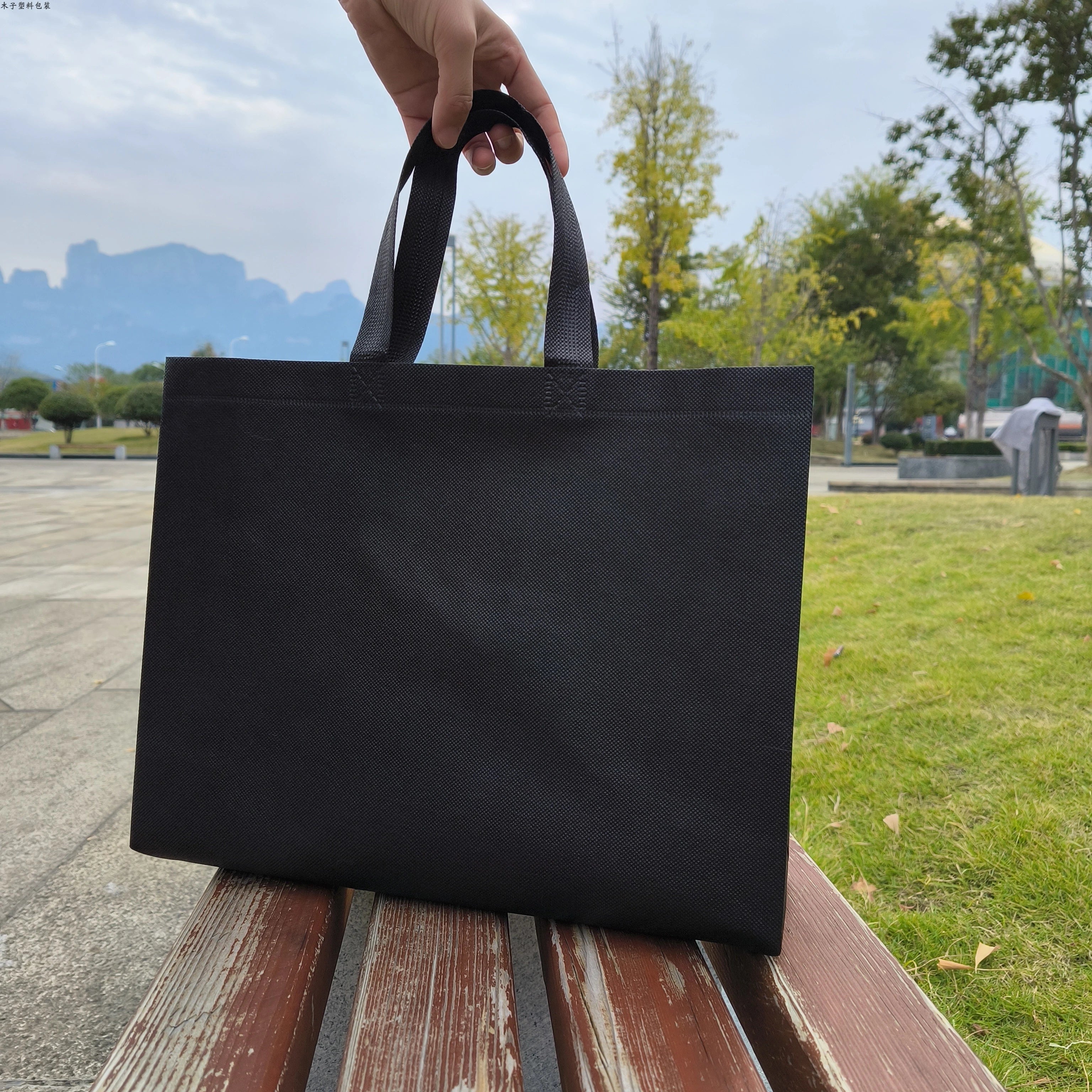 Black heavy-duty non-woven tote bags — 25 colors