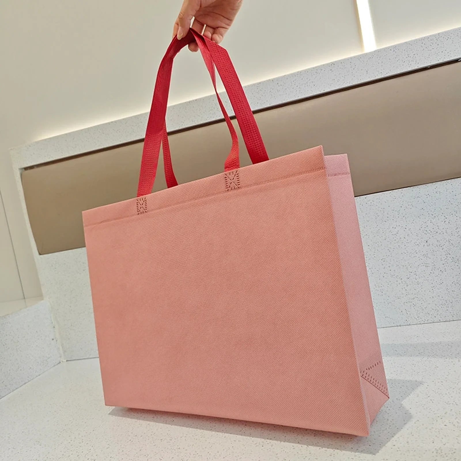 Blush Pink heavy-duty non-woven tote bags — 6 color options
