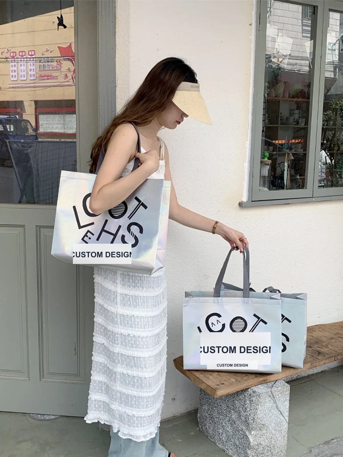 Holographic Non-Woven Tote Bags — 2 Styles product view 2