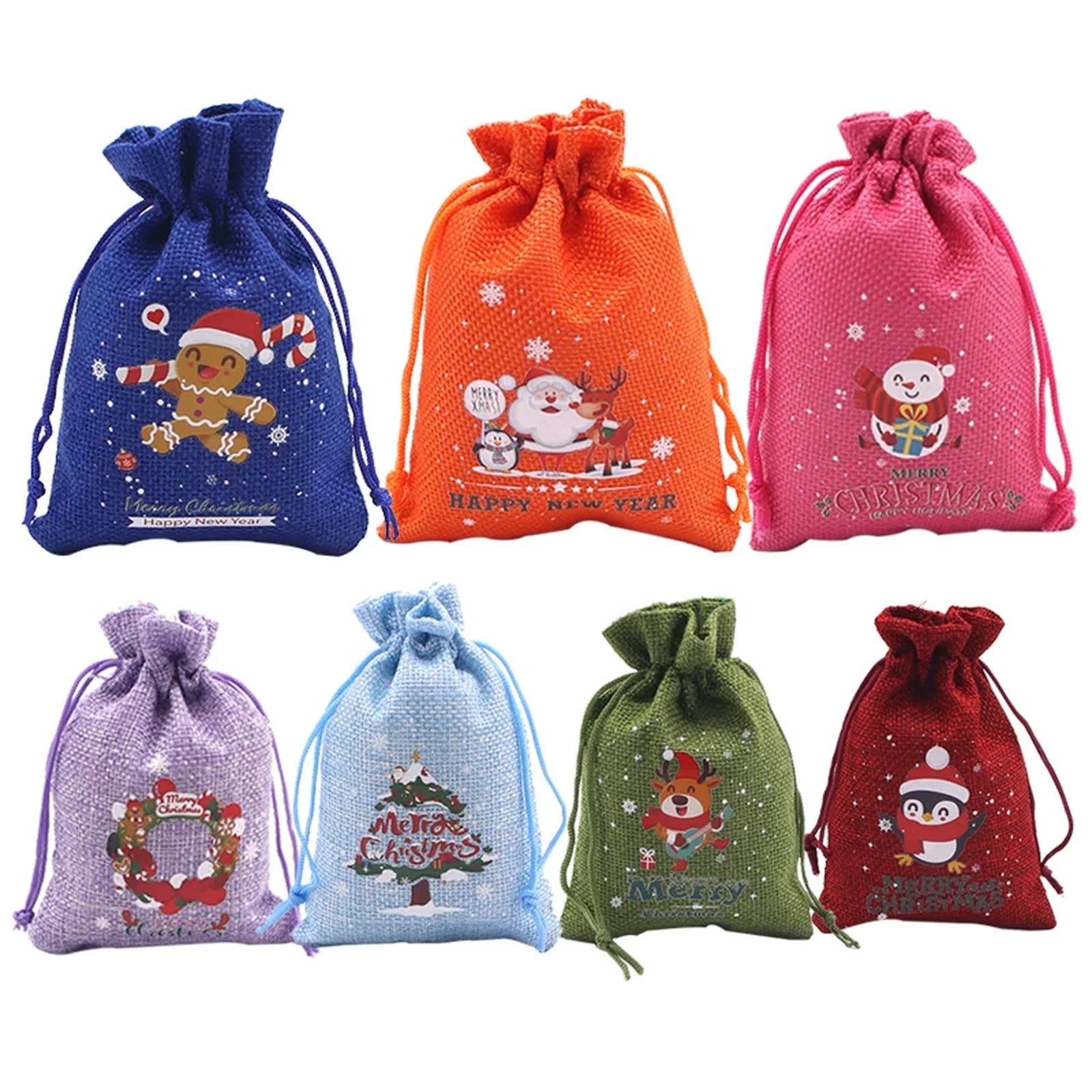 Jute Drawstring Christmas Gift Pouches – product view