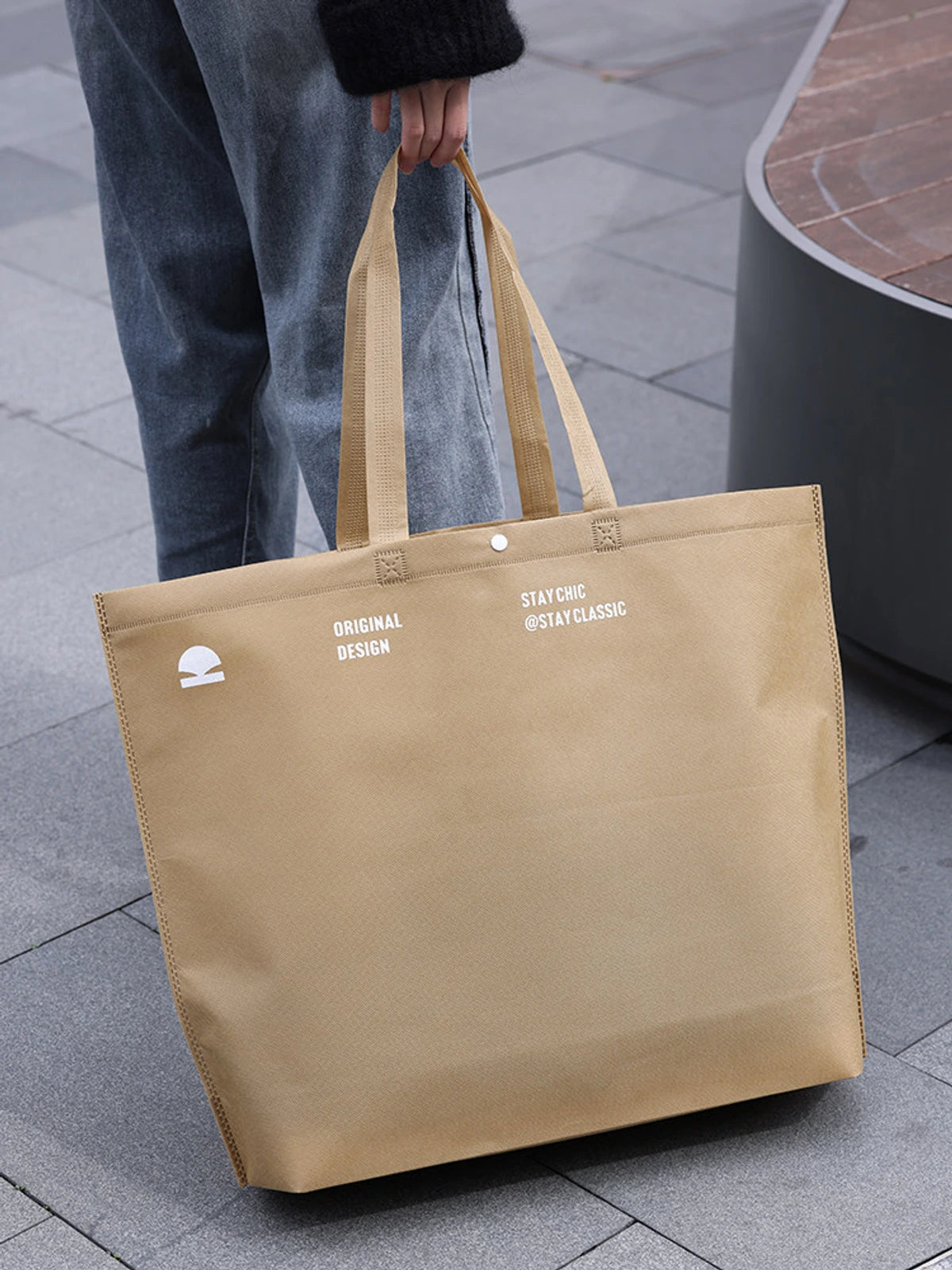 Khaki Non-Woven Tote Bags — 4 Styles product view 2