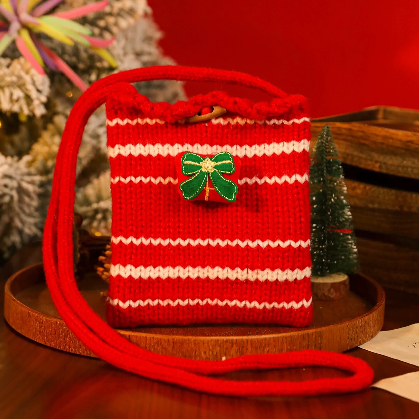 Knitted Christmas Gift Bags with Integrated Handles – ready-stock variant