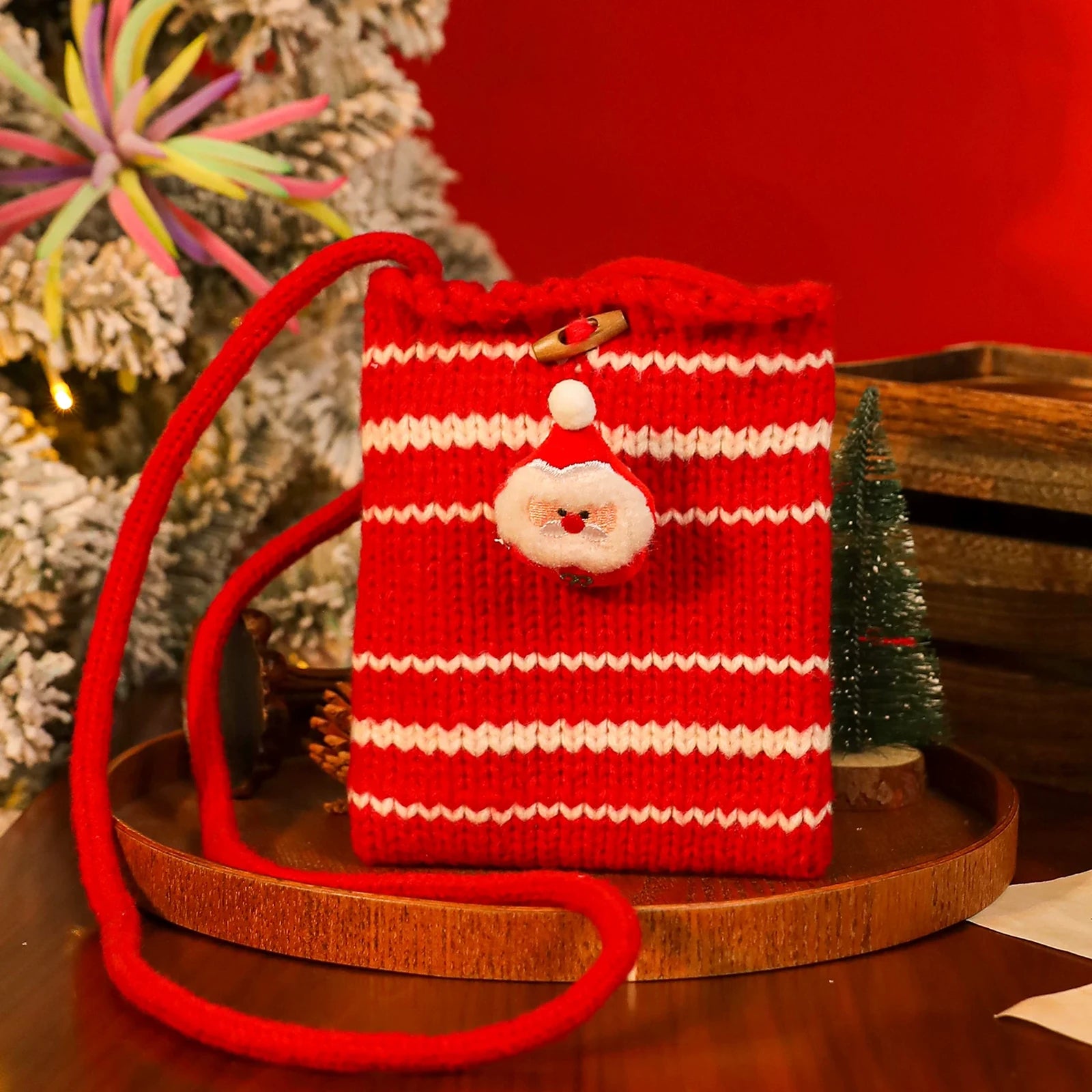 Knitted Christmas Gift Bags with Integrated Handles – ready-stock variant