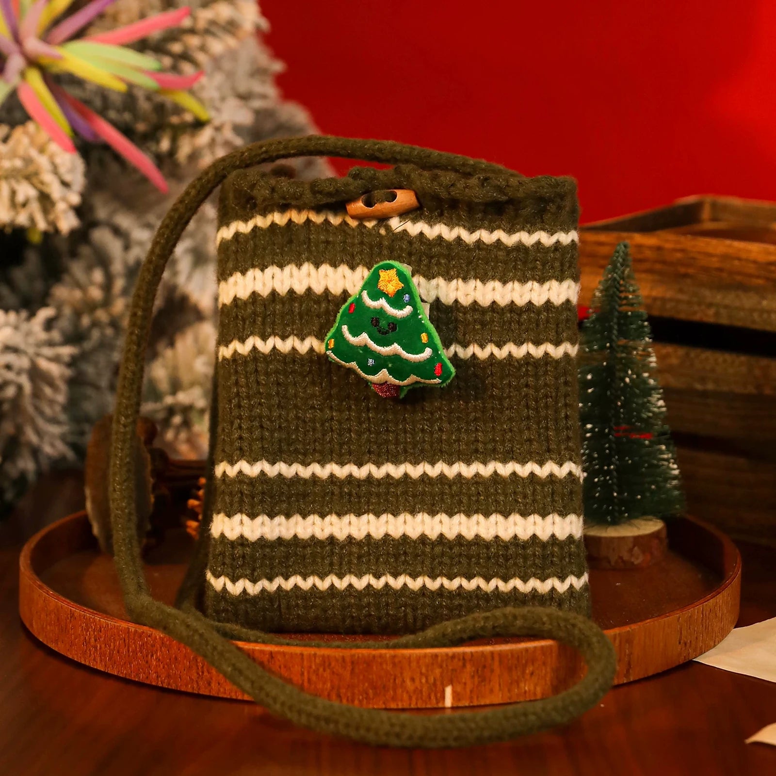 Knitted Christmas Gift Bags with Integrated Handles – ready-stock variant