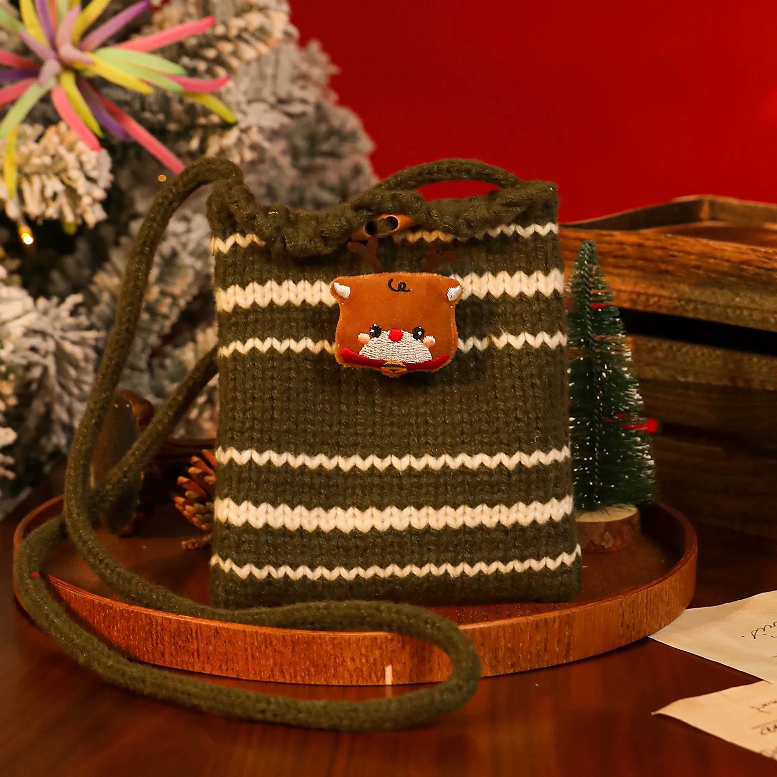 Knitted Christmas Gift Bags with Integrated Handles – ready-stock variant