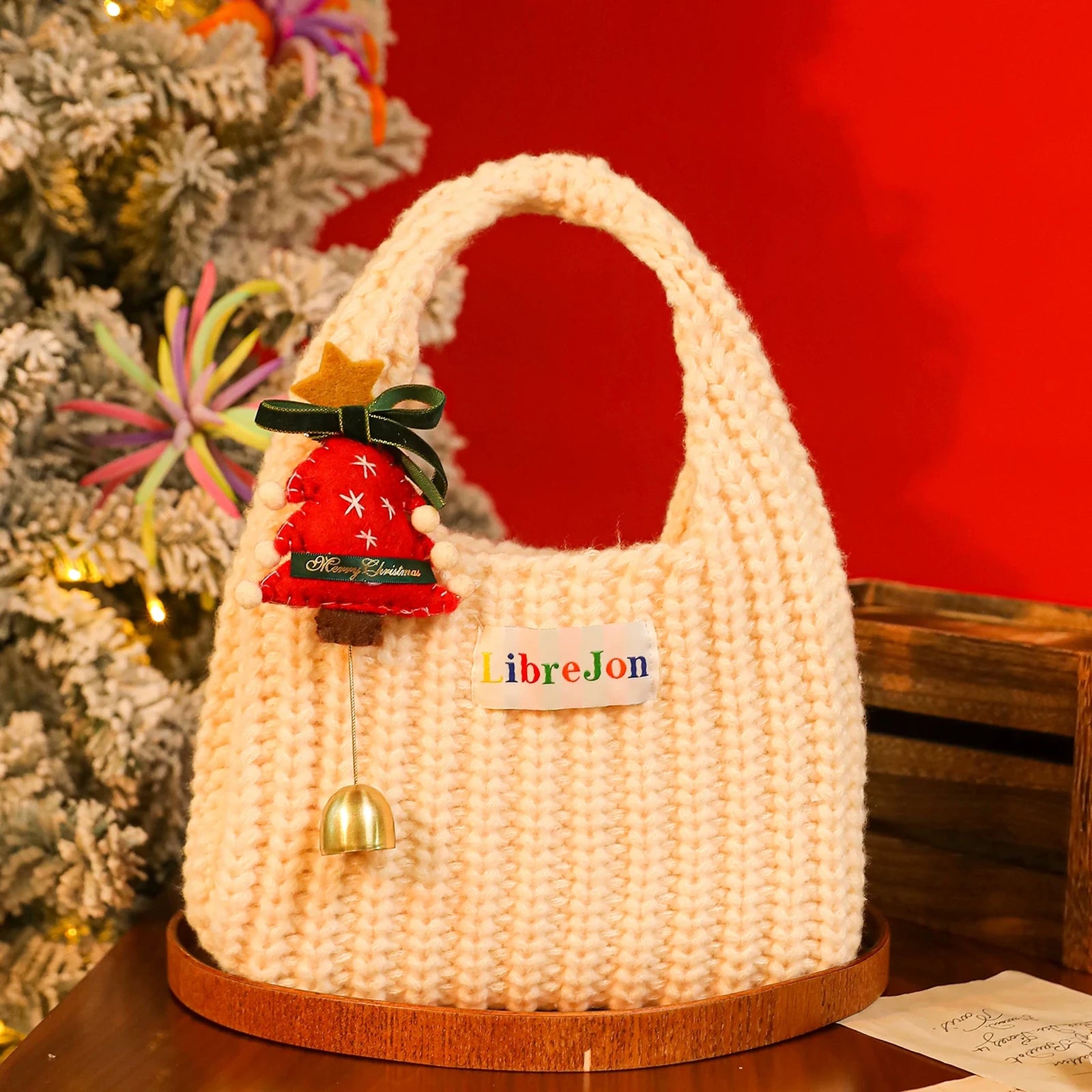 Knitted Christmas Gift Bags with Integrated Handles – ready-stock variant