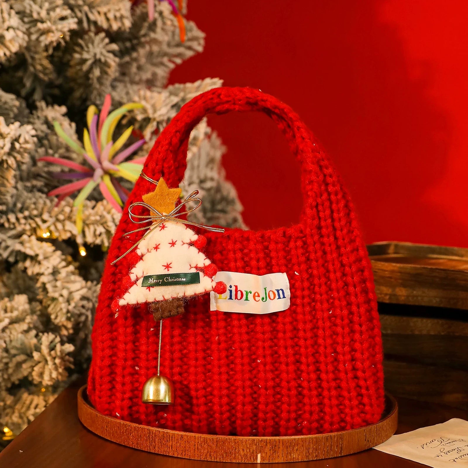 Knitted Christmas Gift Bags with Integrated Handles – ready-stock variant