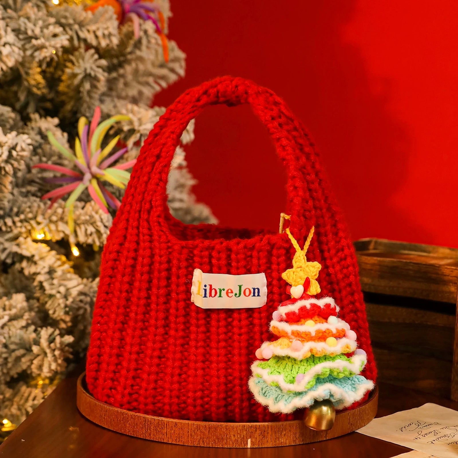 Knitted Christmas Gift Bags with Integrated Handles – ready-stock variant