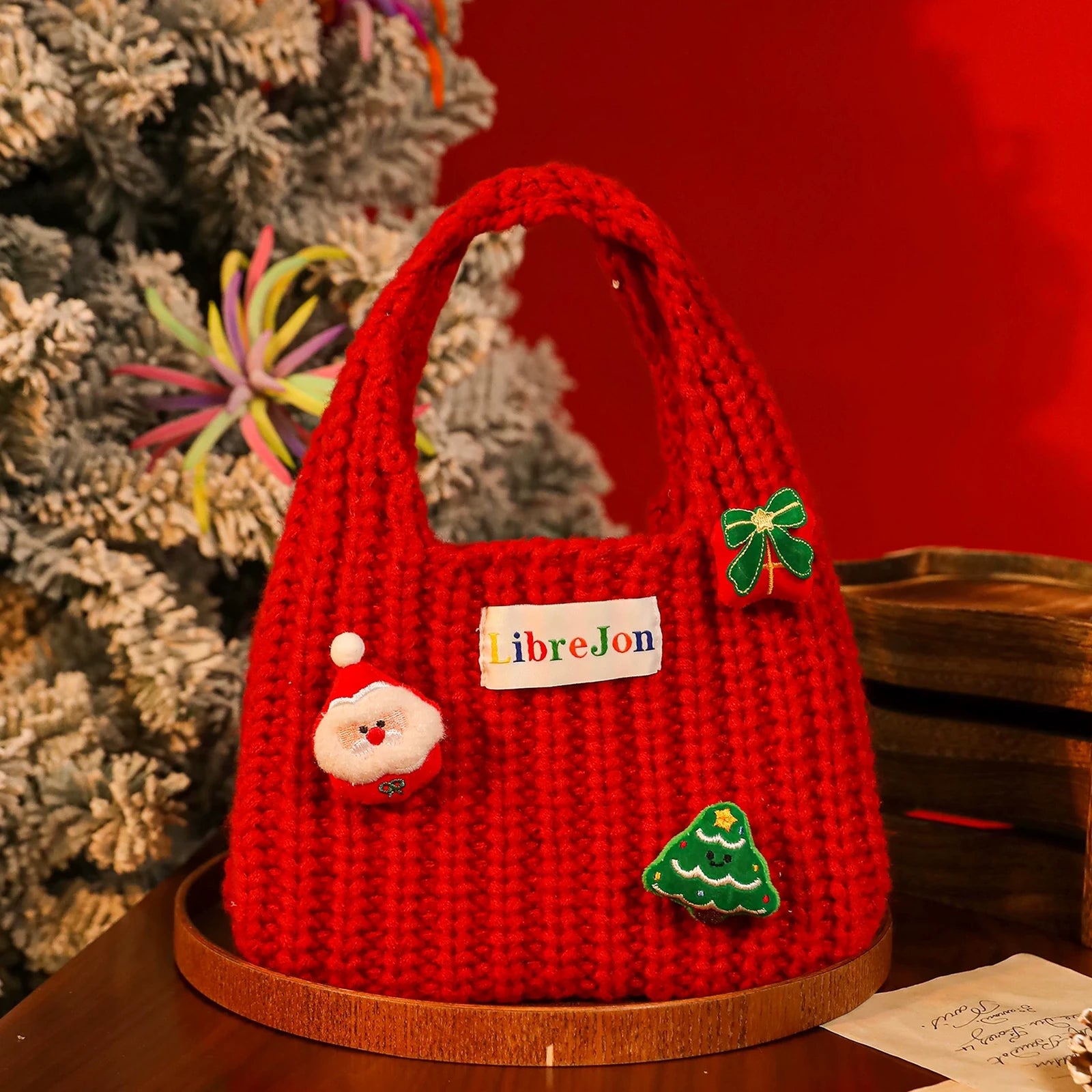 Knitted Christmas Gift Bags with Integrated Handles – ready-stock variant