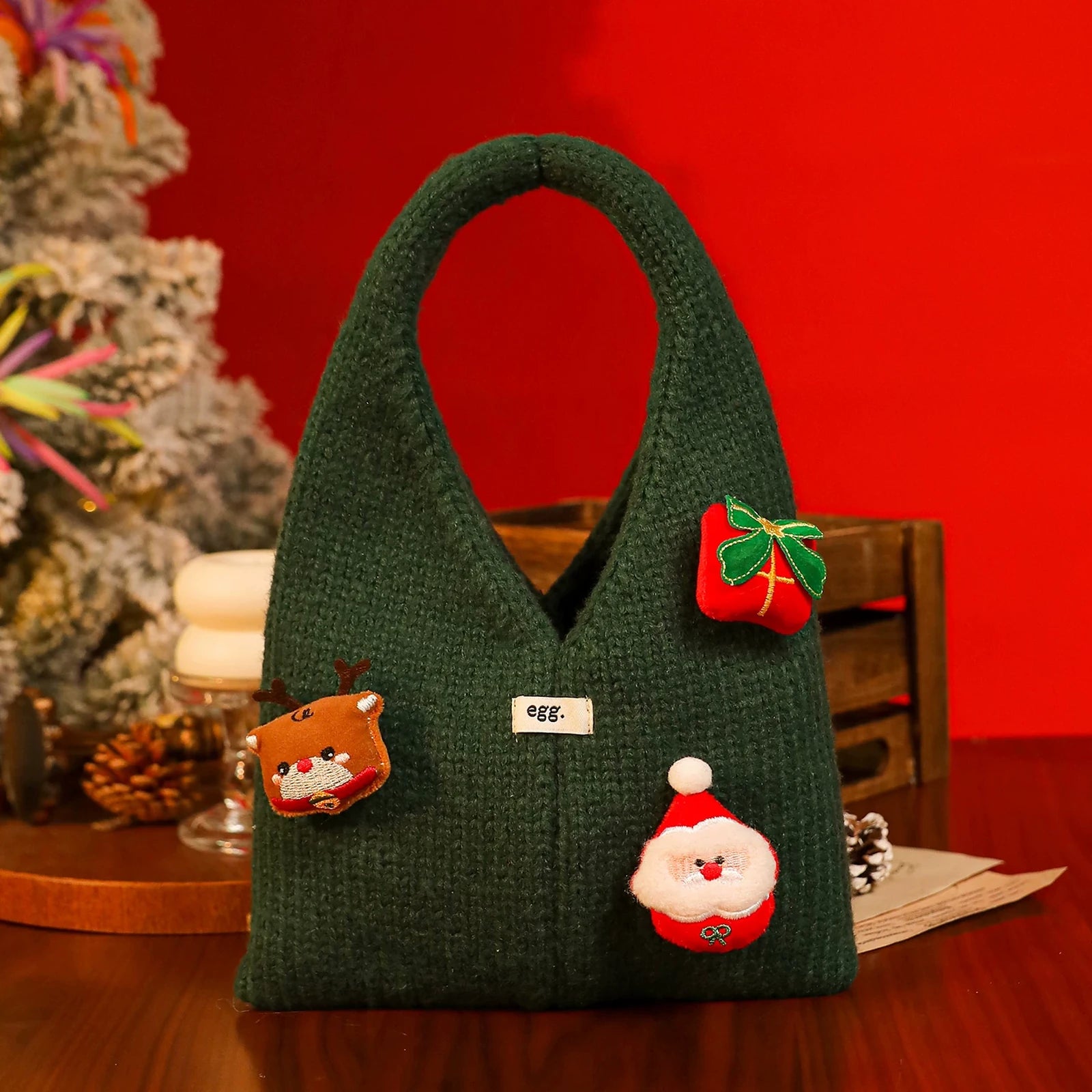 Knitted Christmas Gift Bags with Integrated Handles – ready-stock variant